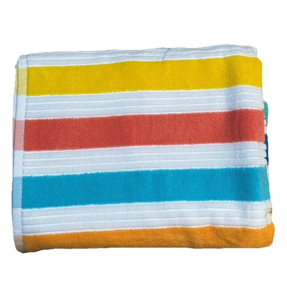 Rachel Zoe Pink Multi Striped Oversized Beach Towel 40x70 Multi Spring Summer‎